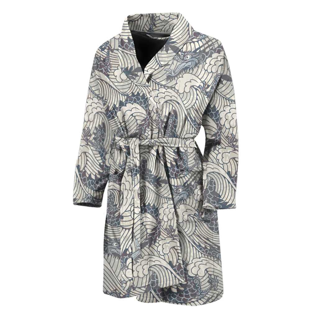 Chinese Sea Dragon Pattern Print Men's Bathrobe