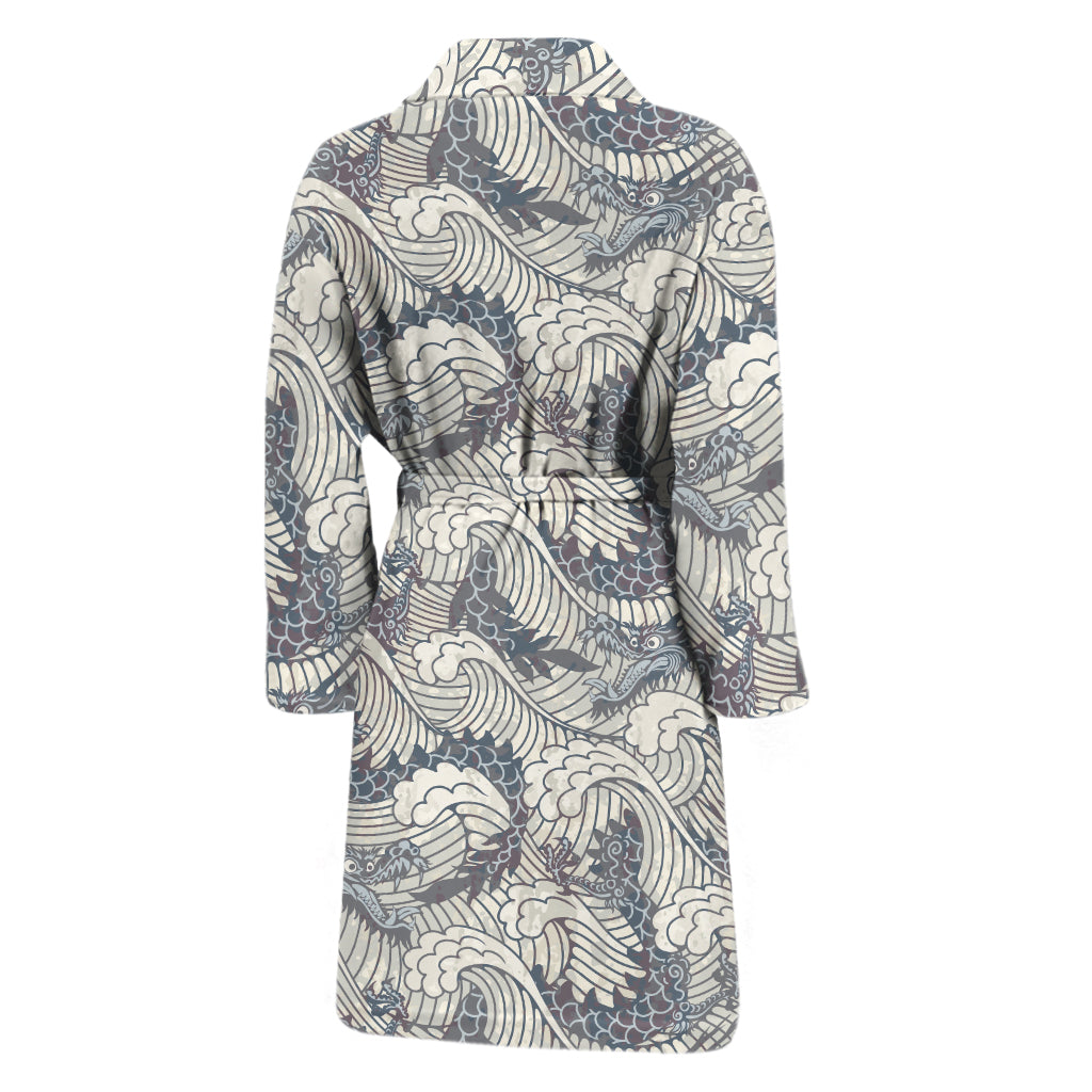 Chinese Sea Dragon Pattern Print Men's Bathrobe