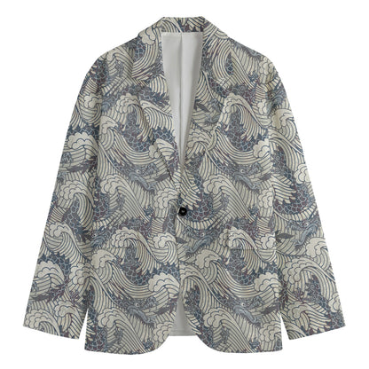 Chinese Sea Dragon Pattern Print Men's Blazer