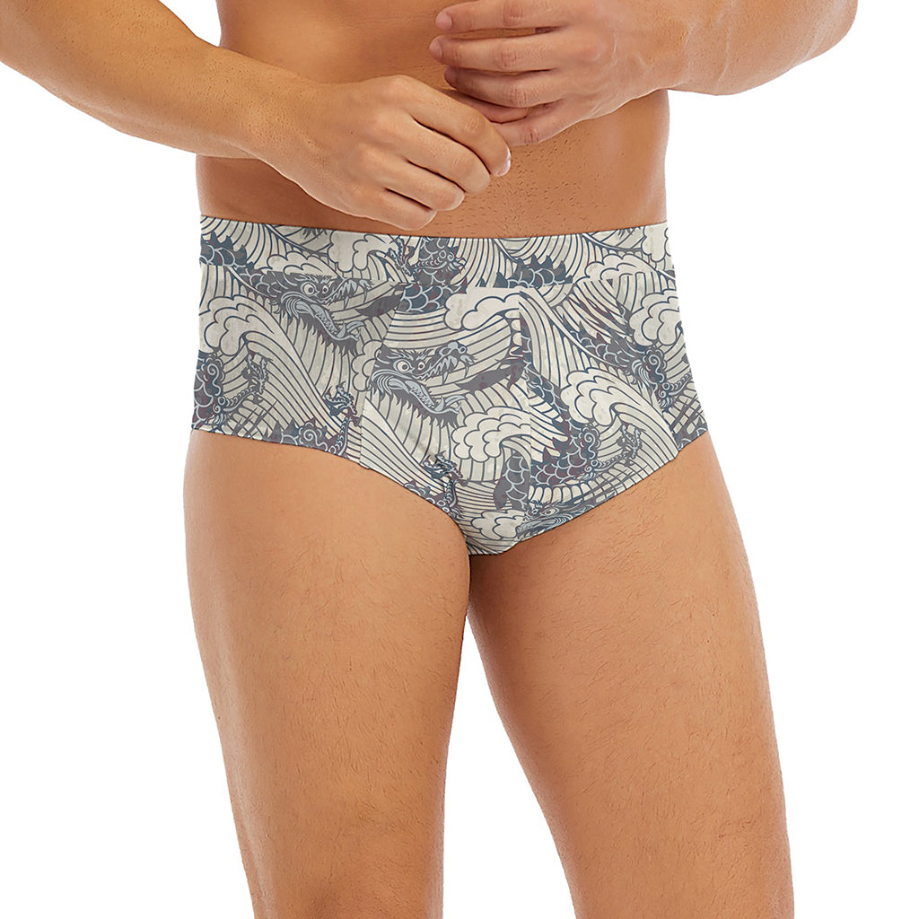 Chinese Sea Dragon Pattern Print Men's Briefs