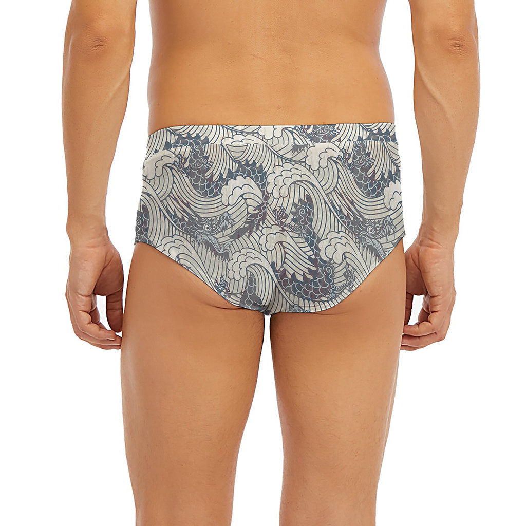 Chinese Sea Dragon Pattern Print Men's Briefs