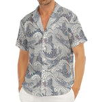 Chinese Sea Dragon Pattern Print Men's Deep V-Neck Shirt