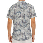 Chinese Sea Dragon Pattern Print Men's Deep V-Neck Shirt