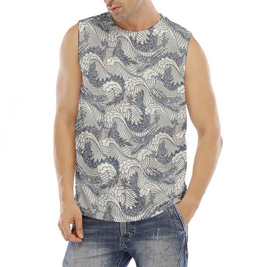 Chinese Sea Dragon Pattern Print Men's Fitness Tank Top