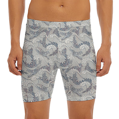 Chinese Sea Dragon Pattern Print Men's Long Boxer Briefs