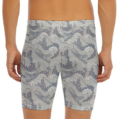 Chinese Sea Dragon Pattern Print Men's Long Boxer Briefs