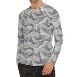 Chinese Sea Dragon Pattern Print Men's Long Sleeve Rash Guard