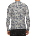 Chinese Sea Dragon Pattern Print Men's Long Sleeve Rash Guard