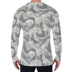 Chinese Sea Dragon Pattern Print Men's Long Sleeve T-Shirt