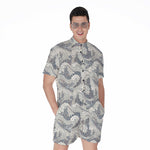Chinese Sea Dragon Pattern Print Men's Rompers