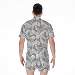 Chinese Sea Dragon Pattern Print Men's Rompers