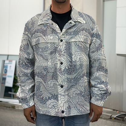 Chinese Sea Dragon Pattern Print Men's Shirt Jacket