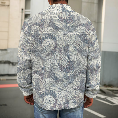 Chinese Sea Dragon Pattern Print Men's Shirt Jacket