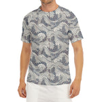 Chinese Sea Dragon Pattern Print Men's Short Sleeve Rash Guard