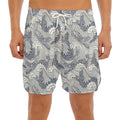 Chinese Sea Dragon Pattern Print Men's Split Running Shorts