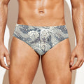 Chinese Sea Dragon Pattern Print Men's Swim Briefs