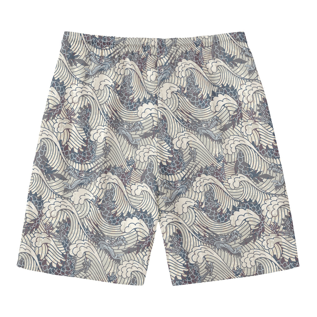 Chinese Sea Dragon Pattern Print Men's Swim Trunks