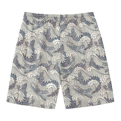 Chinese Sea Dragon Pattern Print Men's Swim Trunks