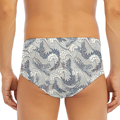 Chinese Sea Dragon Pattern Print Men's Triangle Swim Briefs