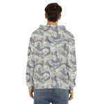 Chinese Sea Dragon Pattern Print Men's Velvet Pullover Hoodie