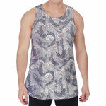 Chinese Sea Dragon Pattern Print Men's Velvet Tank Top