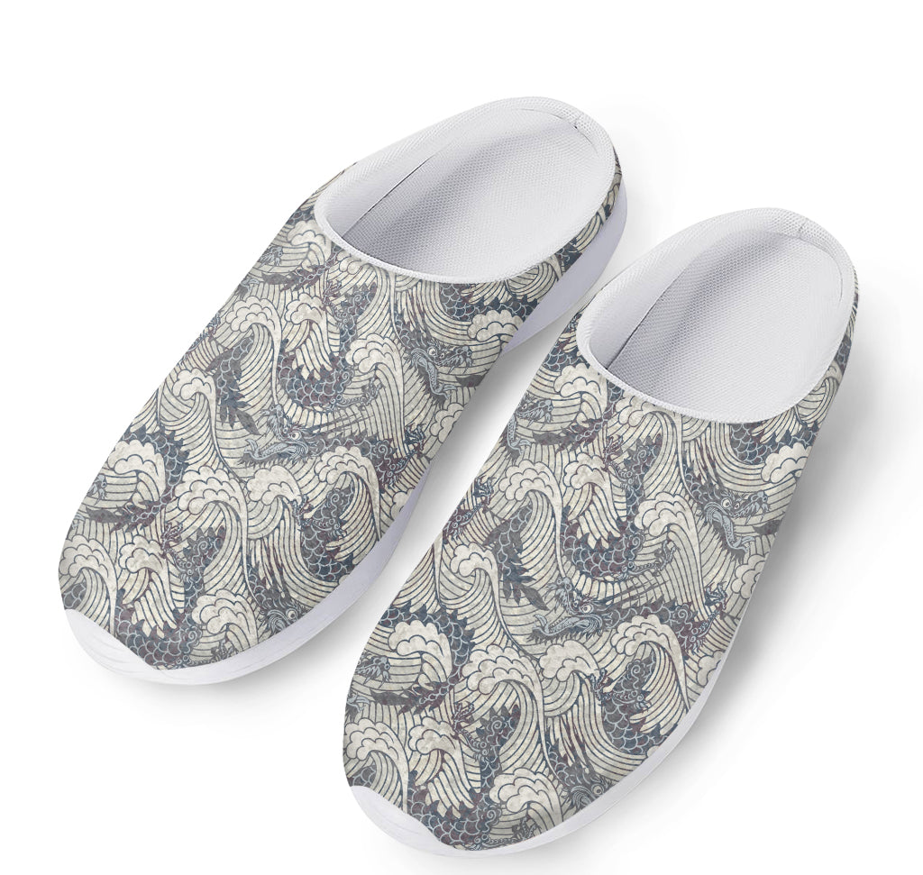 Chinese Sea Dragon Pattern Print Mesh Casual Shoes