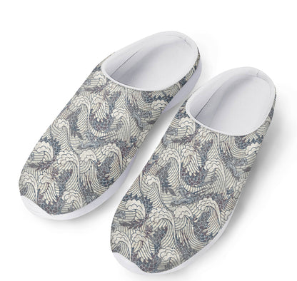 Chinese Sea Dragon Pattern Print Mesh Casual Shoes