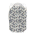 Chinese Sea Dragon Pattern Print Mesh Laundry Hamper