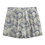 Chinese Sea Dragon Pattern Print Mesh Shorts