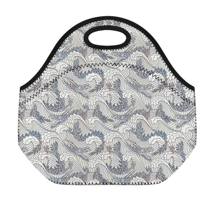 Chinese Sea Dragon Pattern Print Neoprene Lunch Bag