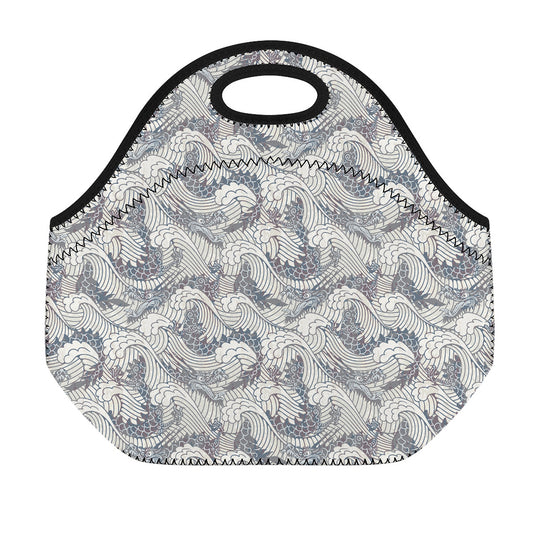 Chinese Sea Dragon Pattern Print Neoprene Lunch Bag