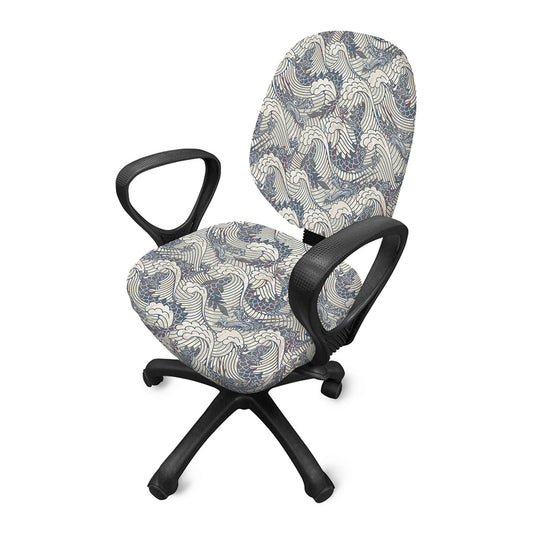 Chinese Sea Dragon Pattern Print Office Chair Cover