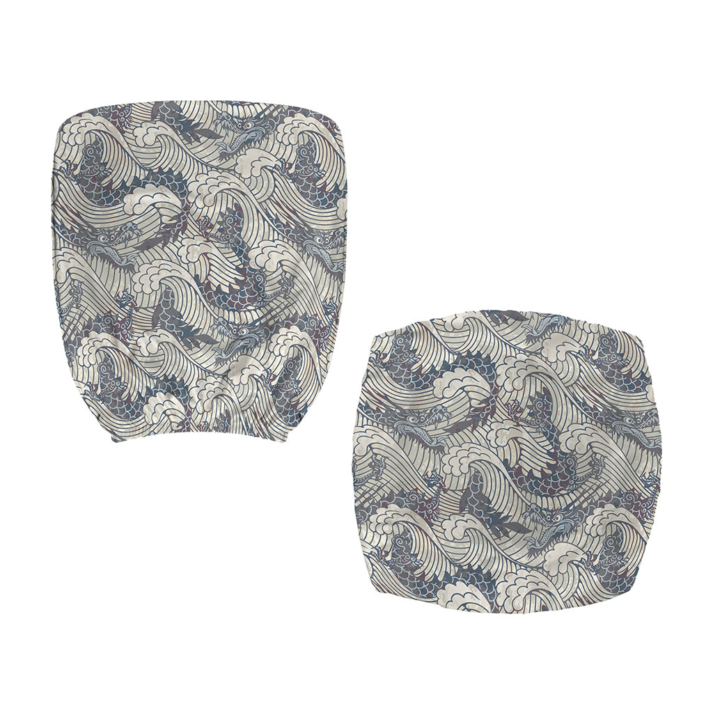 Chinese Sea Dragon Pattern Print Office Chair Cover