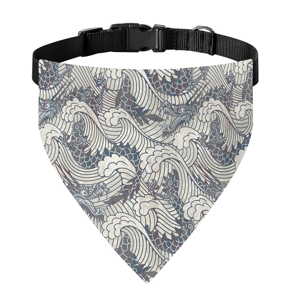 Chinese Sea Dragon Pattern Print Over The Collar Dog Bandana