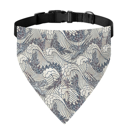 Chinese Sea Dragon Pattern Print Over The Collar Dog Bandana