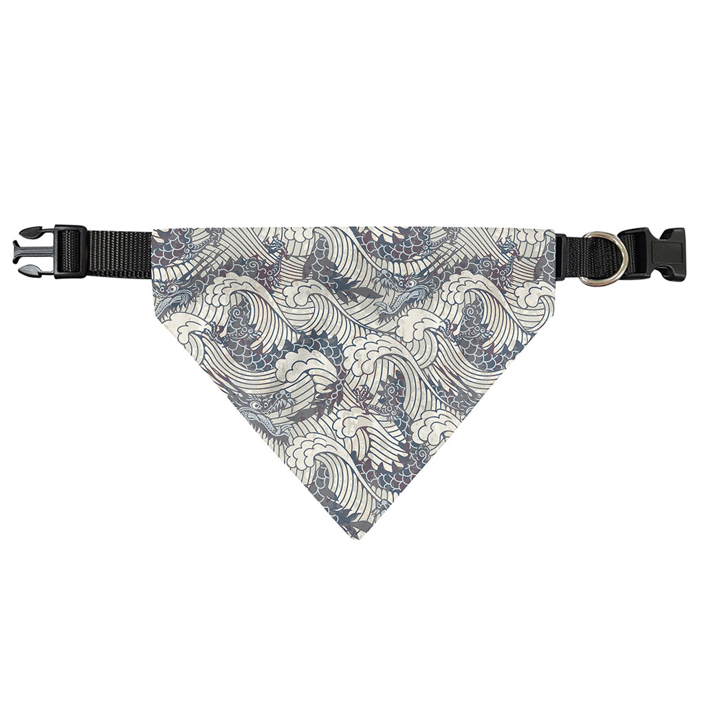 Chinese Sea Dragon Pattern Print Over The Collar Dog Bandana