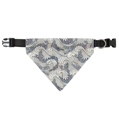 Chinese Sea Dragon Pattern Print Over The Collar Dog Bandana
