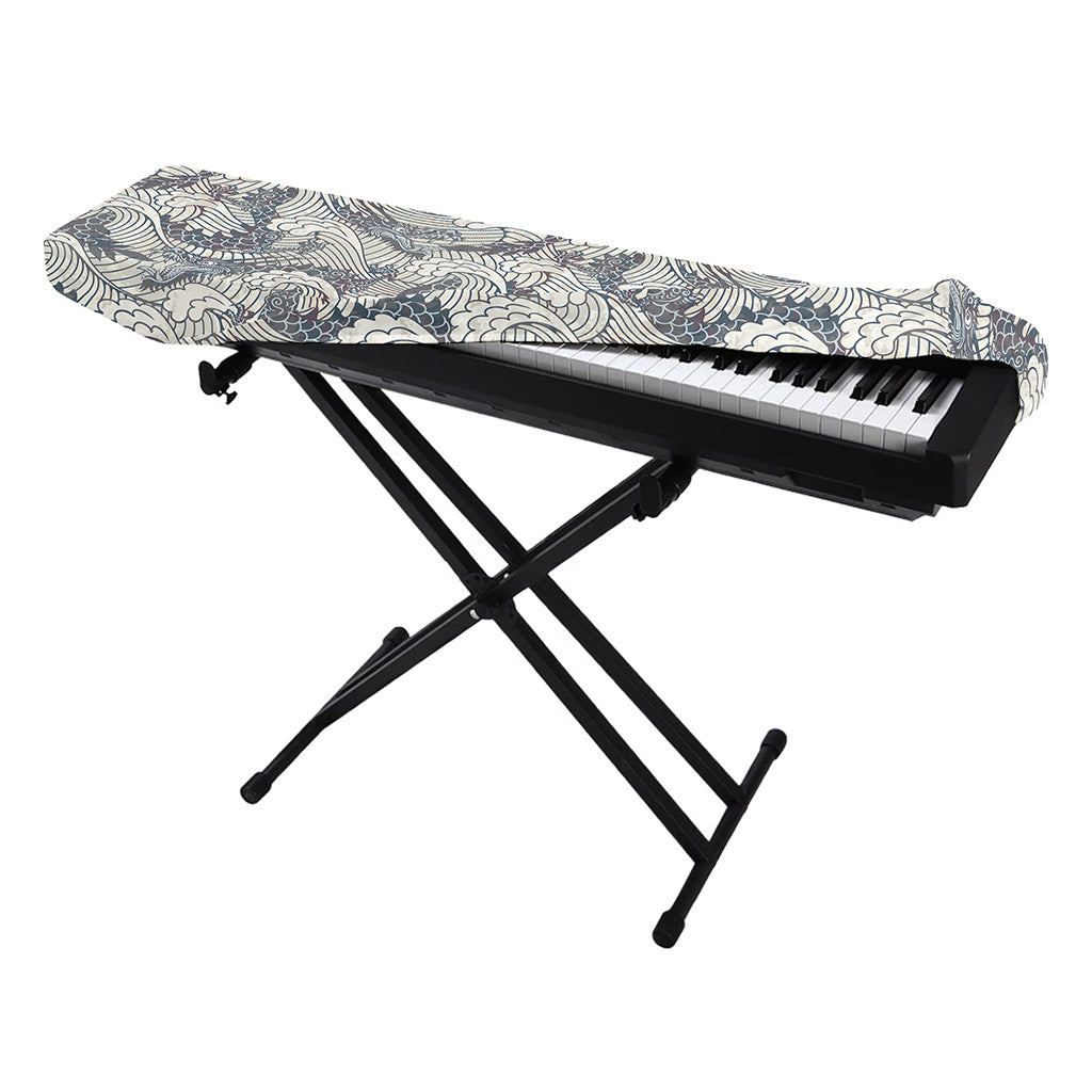 Chinese Sea Dragon Pattern Print Piano Keyboard Cover
