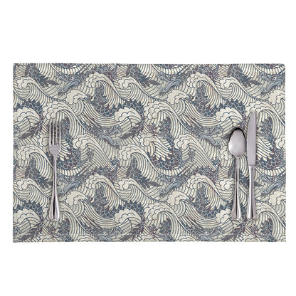 Chinese Sea Dragon Pattern Print Placemat