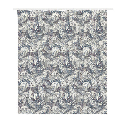Chinese Sea Dragon Pattern Print Polyester Shower Curtain