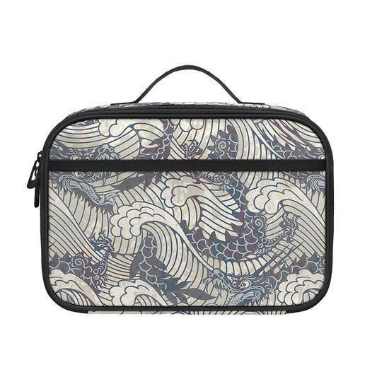 Chinese Sea Dragon Pattern Print Portable Lunch Bag