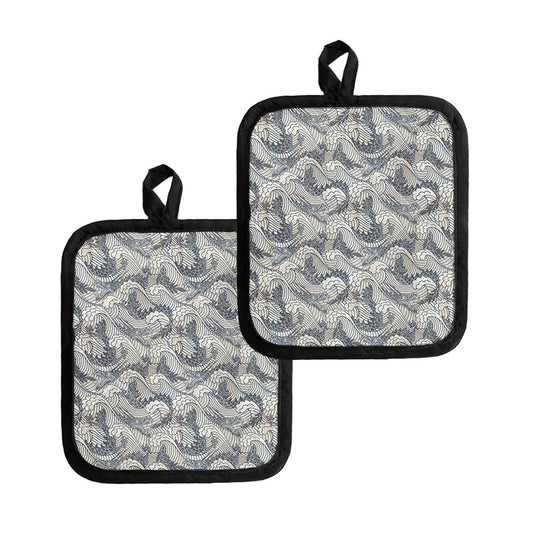 Chinese Sea Dragon Pattern Print Pot Holders