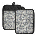 Chinese Sea Dragon Pattern Print Pot Holders With Pocket