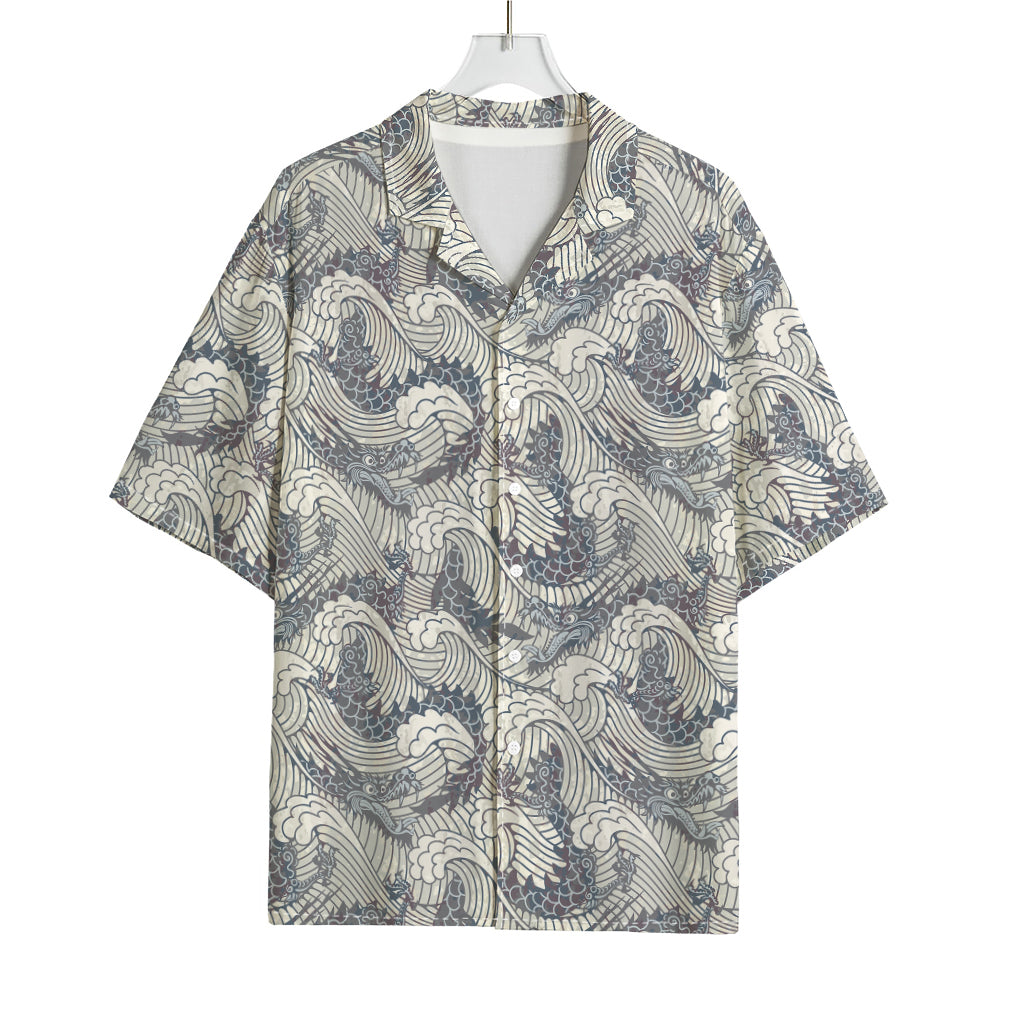 Chinese Sea Dragon Pattern Print Rayon Hawaiian Shirt