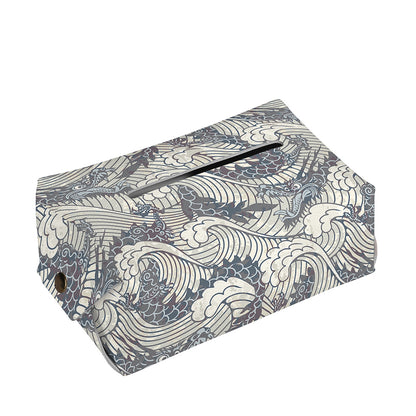 Chinese Sea Dragon Pattern Print Rectangle Tissue Box Cover