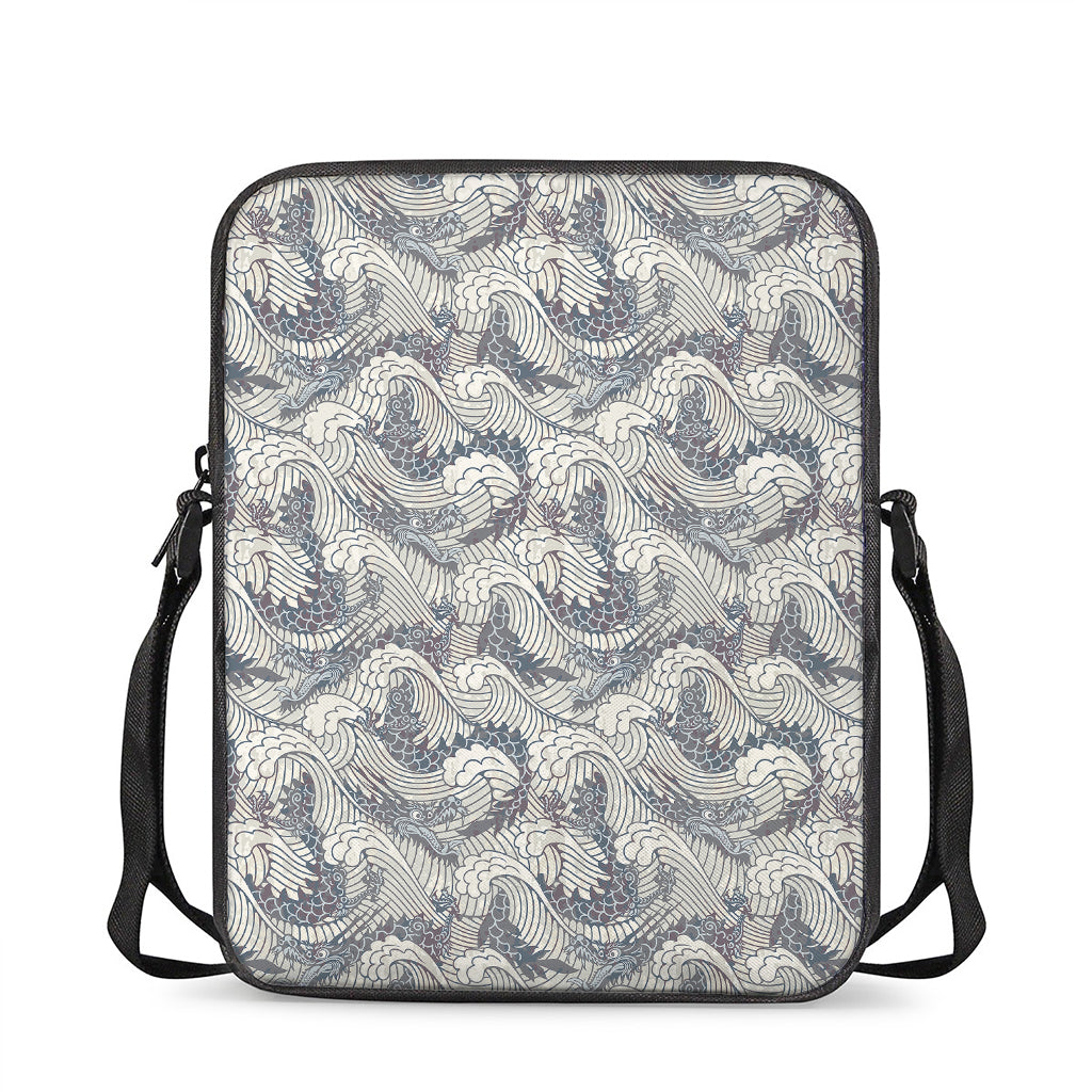 Chinese Sea Dragon Pattern Print Rectangular Crossbody Bag