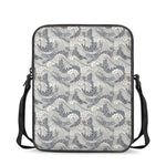 Chinese Sea Dragon Pattern Print Rectangular Crossbody Bag