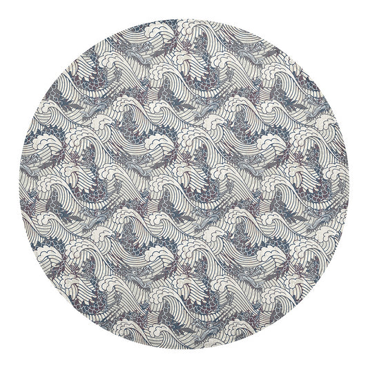 Chinese Sea Dragon Pattern Print Round Blanket