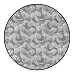 Chinese Sea Dragon Pattern Print Round Floor Mat