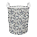 Chinese Sea Dragon Pattern Print Round Laundry Basket